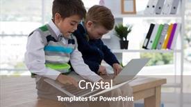  Presentation with business laptop globe - Presentation design having kids as business executives using background and a  colored foreground