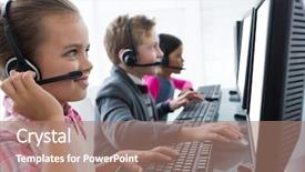  Presentation with executive - Beautiful PPT layouts featuring kids as customer care executive backdrop and a coral colored foreground