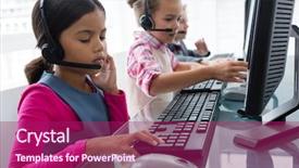  Presentation with executive martin luther king j - Colorful slide deck enhanced with kids as customer care executive backdrop and a violet colored foreground