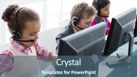  Presentation with executive marting luther king jur - Colorful PPT theme enhanced with kids as customer care executive backdrop and a ocean colored foreground