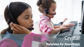  Presentation with executive marting luther king jur - Slide set consisting of kids as customer care executive background and a gray colored foreground