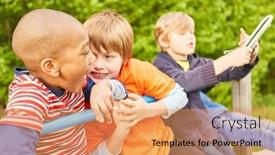  Presentation with kids gym - PPT theme having kids-as-friends-together background and a coral colored foreground