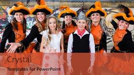  Presentation with fasching - Amazing PPT layouts having kids as royal couple of german fasching with uniformed red funken cheerleader dance group backdrop and a red colored foreground