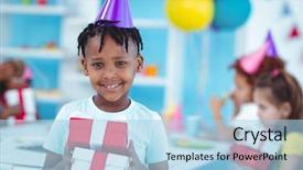  Presentation with birthday kids - Amazing presentation design having kids at a birthday party backdrop and a light blue colored foreground