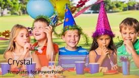  Presentation with kids birthday - Cool new PPT layouts with kids at birthday party cake backdrop and a  colored foreground