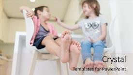  Presentation with messy - Slide deck featuring kids at home background and a soft green colored foreground