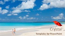  Presentation with sand ocean - Presentation theme having kids-at-idyllic-tropical-beach background and a cream colored foreground