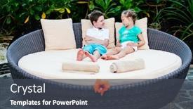  Presentation with luxury resort - Amazing presentation having kids at luxury resort relaxing at beach cabana backdrop and a dark gray colored foreground