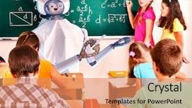  Presentation with kids intelligence - Colorful presentation theme enhanced with kids at summer camp backdrop and a coral colored foreground