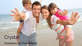  Presentation with parents - Audience pleasing PPT theme consisting of kids at the beach backdrop and a light gray colored foreground