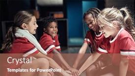  Presentation with team kids - Amazing theme having kids-at-the-locker-room backdrop and a coral colored foreground