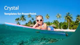  Presentation with vacation - Cool new presentation theme with kids beach - adorable little girl on tropical backdrop and a  colored foreground