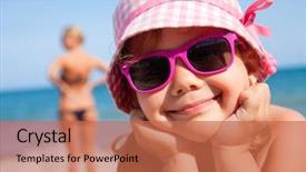  Presentation with girl scouts explorer summer - Audience pleasing theme consisting of kids beach - happy little girl backdrop and a coral colored foreground