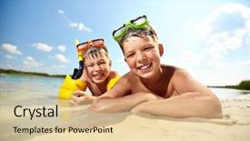  Presentation with siblings - Amazing slide deck having kids beach - photo of happy siblings lying backdrop and a lemonade colored foreground