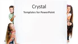  Presentation with 2018 goals text on white - PPT layouts featuring kids beside a white blank background and a white colored foreground