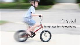 Presentation with bike - Beautiful theme featuring kids bicycle - boy riding bike motion blur backdrop and a light gray colored foreground