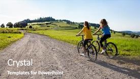  Presentation with healthy lifestyle - Presentation consisting of kids bicycle - healthy lifestyle - young women background and a gray colored foreground