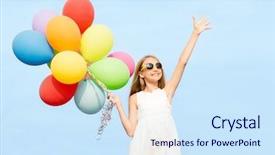  Presentation with birthday kids - Amazing PPT layouts having kids birthday - summer holidays celebration family children backdrop and a sky blue colored foreground