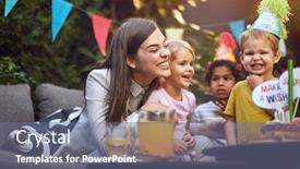 Presentation with birthday kids - Beautiful PPT theme featuring kids-birthday-party-happy-family backdrop and a gray colored foreground