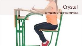  Presentation with posture - Theme enhanced with kids bones - incorrect posture concept schoolgirl sitting background and a lemonade colored foreground