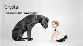  Presentation with magic wand dog - Slides consisting of furry friends - little girl posing background and a light gray colored foreground