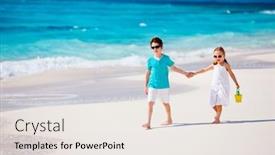  Presentation with sister - Presentation theme enhanced with kids-brother-and-sister-enjoying background and a sky blue colored foreground