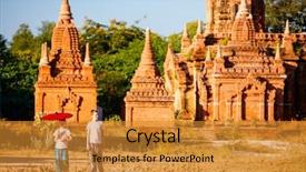  Presentation with ancient temples - PPT theme with kids brother and sister visiting background and a gold colored foreground