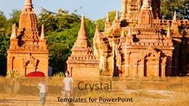  Presentation with ancient temples - PPT theme consisting of kids-brother-and-sister-visiting background and a gold colored foreground