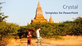  Presentation with ancient temples - Presentation enhanced with kids-brother-and-sister-visiting background and a sky blue colored foreground