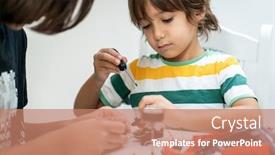  Presentation with school building - Colorful slide set enhanced with kids-building-robot-at-robotic backdrop and a coral colored foreground