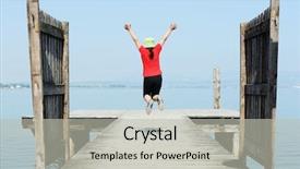  Presentation with dock - Cool new theme with kids by the bridge on a water dock backdrop and a light gray colored foreground