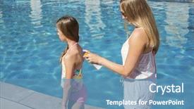  Presentation with sunscreen - Audience pleasing PPT layouts consisting of kids cancer - mother applying sunscreen to little backdrop and a teal colored foreground