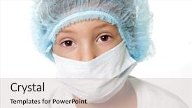  Presentation with kids cancer - Slides featuring kids cancer - young child dressed as doctor background and a light gray colored foreground