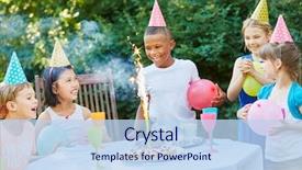  Presentation with kids birthday - Audience pleasing presentation consisting of kids celebrate together childrens birthday backdrop and a light blue colored foreground