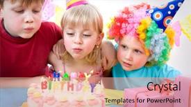  Presentation with birthday kids - Presentation theme consisting of kids celebrating birthday party background and a coral colored foreground