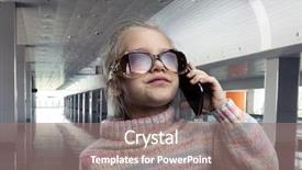  Presentation with talking on phone - PPT layouts featuring kids cellphone - cute little girl talks background and a coral colored foreground