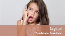  Presentation with conference phone calls - Theme having kids cellphone - little girl calling by phone background and a coral colored foreground