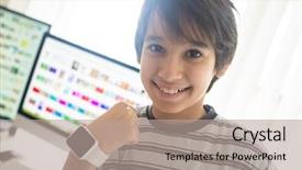  Presentation with smart - Amazing slide set having kids clock - kid using smart watch backdrop and a coral colored foreground