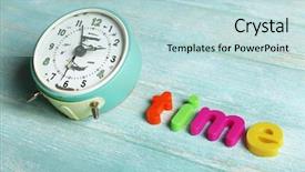  Presentation with letters - PPT theme with kids clock - time word formed with colorful background and a soft green colored foreground