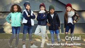  Presentation with outdoors - Cool new slides with cute stylish children outdoors backdrop and a coral colored foreground