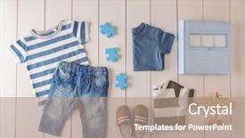  Presentation with clothing - Cool new slides with flat lay children clothing and accessories on wooden background backdrop and a coral colored foreground