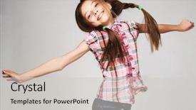  Presentation with gray - Slides featuring child clothes - little girl jumps background and a lemonade colored foreground