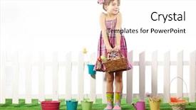  Presentation with easter - Presentation design featuring studio portrait of cute kid girl easter series background and a white colored foreground