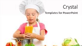  Presentation with spaghetti - Audience pleasing slide deck consisting of kids cooking - beautiful little girl with spaghetti backdrop and a  colored foreground