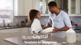  Presentation with young black couples hiking - Presentation theme featuring kids cooking - black dad and young daughter background and a gray colored foreground