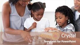  Presentation with ethnic - Colorful theme enhanced with kids cooking - ethnic family making biscuits together backdrop and a coral colored foreground