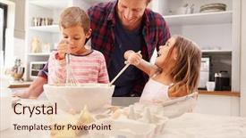  Presentation with baking - Audience pleasing slide set consisting of kids cooking - father baking with children backdrop and a lemonade colored foreground