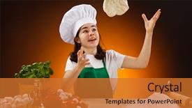  Presentation with dough - Colorful presentation enhanced with kids cooking - girl making pizza dough backdrop and a gold colored foreground