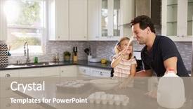  Presentation with cake - Colorful presentation theme enhanced with kids cooking - girl putting cake mix backdrop and a gray colored foreground