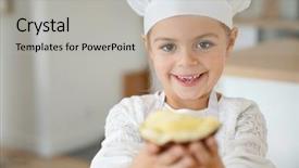 Presentation with cooking kids - Presentation design with kids cooking - portrait of cute little girl background and a light gray colored foreground